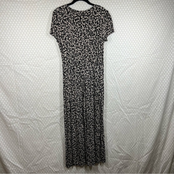 Free People Black White Floral Tie Waist Button Jumpsuit - Picture 6 of 7